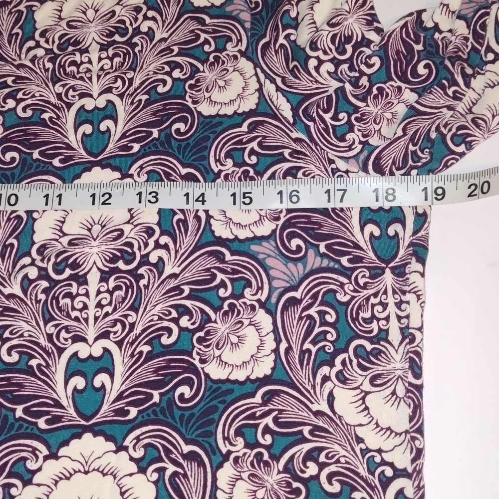 Talbots  long-sleeve cowl neck top with a paisley print.  Teal Burgundy - Picture 8 of 9